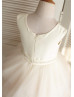 Champagne Satin Ruffle Tulle Tea Length Flower Girl Dress
